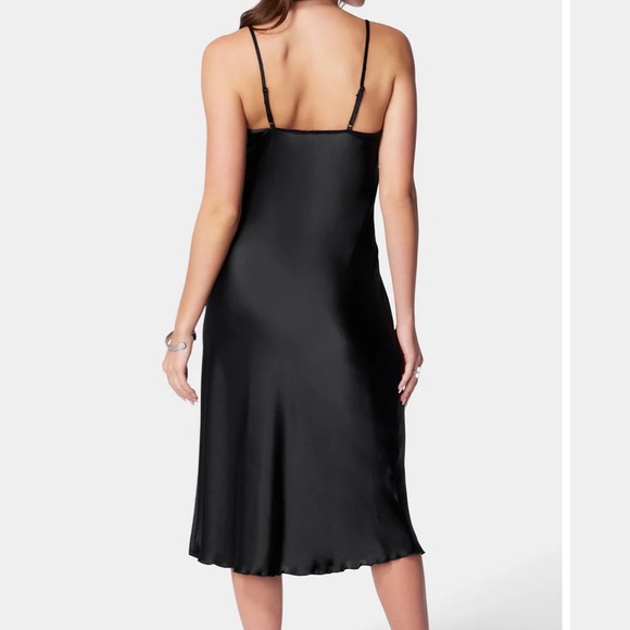 BEBE - Satin Cowl Neck Slip Midi Dress - Picture 5 of 7